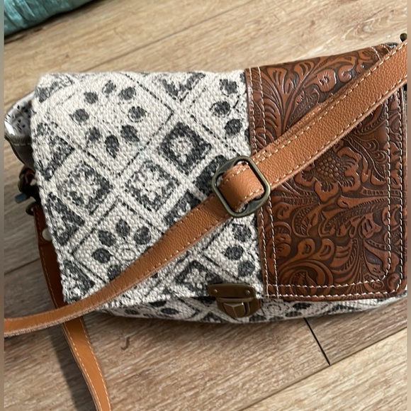 Myra Spellbound Canvas-Leather Messenger Bag - Picture 2 of 8